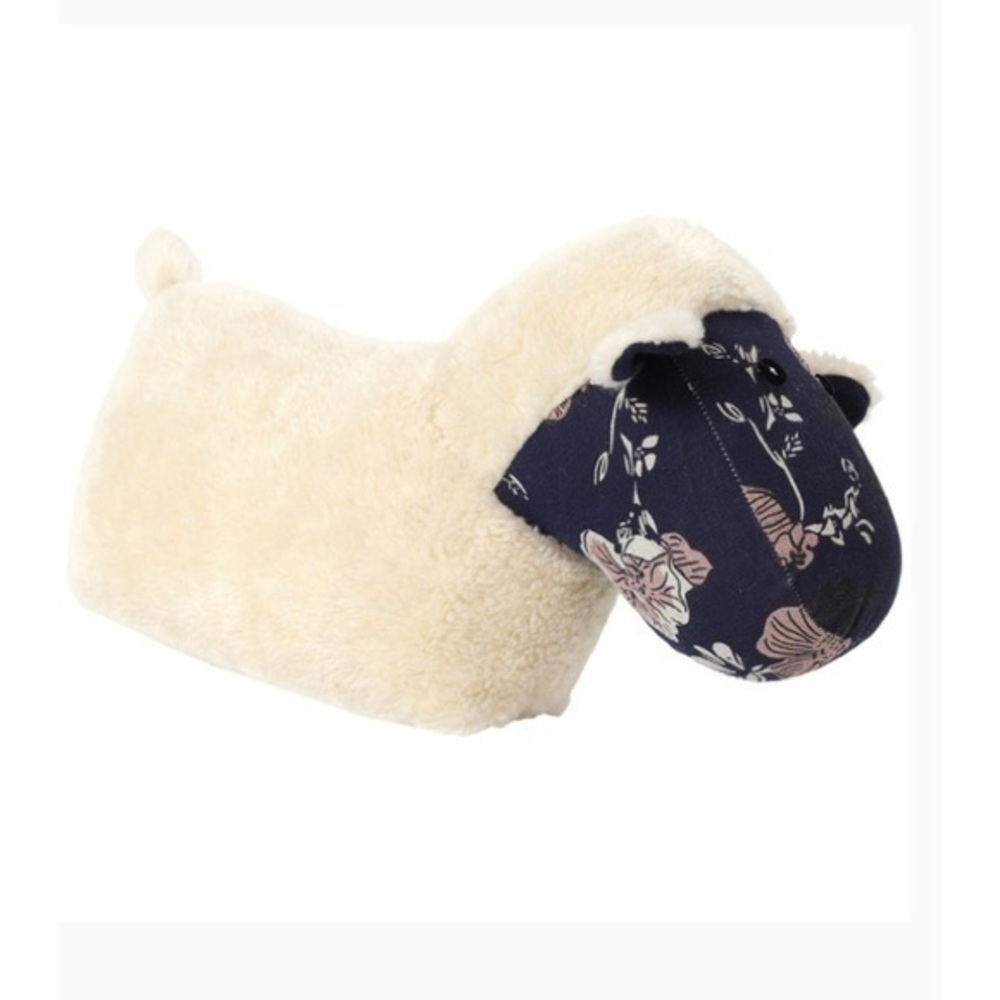 Raine & Humble Australian Sheep Doorstop - 14x7 cream ,navy print face ,